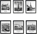 Black And White Wall Art Decor,New York, London, Tokyo, Paris, Eiffel Tower Wall Decor Art,Modern Boho Wall Art for Living Room Bedroom Prints Poster,8x10 Inch Set of 6,Framed by CozyNest Decor