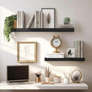 LaVie Home Floating Shelves, 24 Inch Wall Shelf Set of 2, Hanging Shelf with Invisible Brackets, Wall Decor for Bathroom, Bedroom, Living Room, Kitchen Storage, Classic Black by CozyNest Decor