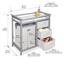 Badger Basket Modern Baby Changing Table - Portable Diaper Station with 3 Drawers Pad & Hamper - Storage Organizer for Baby Diapers & Toys - Gray/White by TinyTreasures Baby Boutique