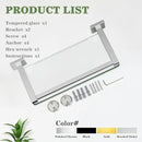Alise Glass Shelves for Bathroom Wall, Tempered Glass Bathroom Shelf Wall Mounted, Modern Space Saving Floating Shelves 12 inch, Brushed Nickel by CozyNest Decor