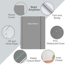 Daily Planner Undated - B5 To Do List Notebook Hourly Schedules, Spiral Appointment Planner for Women and Men, PVC Hardcover, Inner Pocket, Elastic Closure, 7" x 10", Grey by TinyTreasures Baby Boutique