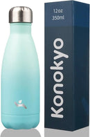 Insulated Water Bottles,12 oz Double Wall Stainless Steel Vacumm Metal Flask for Sports Travel,Mint by CozyNest Decor