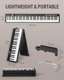 Finger Dance Folding Piano Keyboard 88 Keys, Portable Electric Keyboard with Bluetooth MIDI, Full Size Digital Piano, Wood Grain, Semi-Weighted, Touch Sensitive, with Storage Bag for Beginner by TinyTreasures Baby Boutique