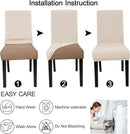 JQinHome 6 Pcs Dining Chair Slipcover,High Stretch Removable Washable Chair Seat Protector Cover for Home Party Hotel Wedding Ceremony (Beige White) by CozyNest Decor