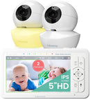 Babysense 5" HD Split-Screen Baby Monitor, Video Baby Monitor with 2 Cameras and Audio, Night Light, 1000ft Range, Two-Way Audio, 4X Zoom, Night Vision, 4000mAh Battery by TinyTreasures Baby Boutique