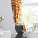 Sutuo Home Boho Curtain Semi-Blackout Yellow Florals Print Cotton Linen Fabric, Handmade Tassels Rod Pocket Bohemian Farmhouse Country Window Drapes for Living Bedroom, 59" W x 84" L, 1 Panel by CozyNest Decor