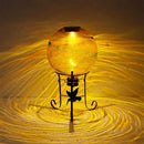 10" Diameter Solar Gazing Ball and 8.5" Metal Stand Indoor Outdoor Garden Ornament Glass Globe Sphere Yard Art Gazing Globe for Garden,Home,Lawn,Porch,Patio Birthday Gift for Women(Orange) by CozyNest Decor