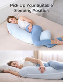 Momcozy Pregnancy Pillows for Side Sleeping, J Shaped Maternity Body Pillow for Pregnancy, Soft Pregnancy Pillow for Head Neck Belly Support, Blue by TinyTreasures Baby Boutique