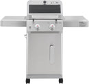 Monument Grills 2-Burner Stainless Steel Liquid Propane Gas Grill, Two Foldable Shelves Patio Garden Barbecue Grill with Clearview® Lid, Knob Control, Mesa200S with BBQ Cover by GreenHaven Gardens