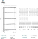 1250 lbs 5 Tier Shelf Metal Storage Shelves Wire Rack Closet Organizers for Garage Kitchen Bathroom Laundry White 11.8" D x 29.5" W x 59.5" H by CozyNest Decor