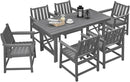 7 Pieces HDPE Outdoor Dining Set, Patio Dining Set with Umbrella Hole, All Weather Outdoor Dining Table Sets for 6, HDPE Patio Furniture Sets for Deck, Backyard, Lawn, and Poolside, Smoke Gray by CozyNest Decor
