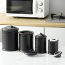Nihow Food Storage Jar Sets: Ceramic Container with Air Tight Lid for Flour/Sugar/Rice/Coffee/Cookies/Candy - Seal Damp-proof Canister for The Kitchen Counter - Set of 4 （Matte Black） by CozyNest Decor