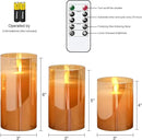 Glass Flickering Flameless Candles with Remote Timer, LED Pillar Candles Battery Operated with 3D Realistic Wick, Real Wax Fake Candles Home Decor for Wedding Festival Party(Gold) by GreenHaven Gardens