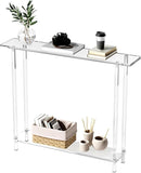 Sleek Modern 2-Tier Acrylic Console Table, 39.4" L x 7.6" W x 31.5" H - Entryway Table for Hallway, Living Room, Sofa Side, Small Spaces (Clear) by CozyNest Decor