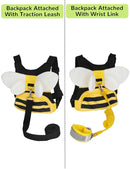 Toddler Harness with Anti Lost Wrist Link - 3-in-1 Baby Safety Leash Backpack, Adjustable Kids Walking Belt with Pocket,Child Locking Wristband for Boys & Girls for Outdoor Travel, Yellow Bee by TinyTreasures Baby Boutique