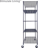 48"x24"x72" Prime Heavy Duty Black 5-Tier Steel Wire Shelving NSF 4000 LBS MAX Capacity Storage Rack for Commercial, School, Home, Garage, Warehouse, Industrial, and Hospital Uses (with Wheels) by CozyNest Decor