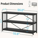 LVB Black Console Table, Modern Entryway Table for Hallway Living Room, Industrial Sofa Table Behind Couch, Farmhouse Wooden Metal Entry Table for Foyer with 3-Tier Storage Shelves, Black Oak, 55 Inch by CozyNest Decor