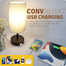 Yarra-Decor Bedside Lamp with USB Port - Touch Control Table Lamp for Bedroom 3 Way Dimmable Nightstand Lamp with Round Grey Fabric Shade for Living Room, Dorm, Home Office (LED Bulb Included) by CozyNest Decor