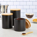 Farmlyn Creek Set of 3 Matte Black Kitchen Canister with Airtight Wooden Bamboo Lids, Kitchen Counter Containers, Food Storage Jars, Ideal for Storing Sugar, Coffee and Other Dry Goods, (3 Sizes) by CozyNest Decor