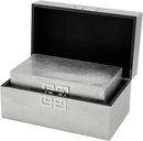 Galt International Storage Box Set Decorative Storage Box w/Hinged Lid Classic Design Wood Decor Boxes with Geometric Clasp Storage for Bedroom & Home - Set of 2 (Silver) by CozyNest Decor