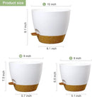 10/9/8 inch Medium Self Watering Pots, Planter, Plant Pots with Mesh Drainage Holes for Indoor Outdoor Garden Plants, Plastic Flower Pots with Removable Deep Reservoir, White with Brown by CozyNest Decor