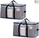 TAILI Extra Large Moving Bags, 2 Pack Silver Heavy Duty Totes For Storage with Visible Window, Wrap Around Handles, Storage Bags for Space Saving, Alternative to Moving Boxes by TinyTreasures Baby Boutique