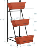 Vertical Raised Garden Bed Outdoor 3 Tiered Garden Planters Standing Elevated Planter Box with Drainage Holes for Plants Herbs Flowers Vegetables Brick Red by GreenHaven Gardens