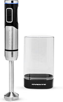 OVENTE Cordless Immersion Hand Blender, Rechargeable Handheld Portable Stick Mixer with 8 Mixing Speed Option, One-Touch Control and Stainless Steel Blades for Smoothies, Shakes or Soups, Black HR981B by TinyTreasures Baby Boutique