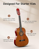 Moukey 36" Acoustic Guitar for Beginners Kids Youth 3/4 Size Dreadnought Travel Guitarra Acustica Kit with Chord Poster, Gig Bag, Tuner, Picks, Nylon Strings, Capo, Strap - Brown by TinyTreasures Baby Boutique