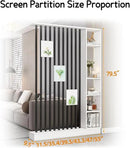 Wall Room Divider, Storage Cabinet Storage Display with Shelves, Modern Freestanding Wood Room Divider Screen, Wall Privacy Screens for Home Decorative (White+Black,35.4" L x 9.5" W x 79.5" H) by CozyNest Decor