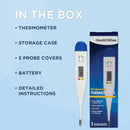 Healthwise Digital Thermometer | 30-Second Readout | Feverline Indicator | Clinical Rigid Tip | Hygienic Water-Resistant Easy Cleaning | Storage Case + Probe Covers Included by TinyTreasures Baby Boutique
