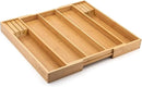 Purawood Kitchen Drawer Organizer with Knife Blocks - Utensil Drawer Organizer for Kitchen, Cutlery Tray & Silverware Organizer, 3-5 Slots - Bamboo Organizer for Utensils & Flatware (Natural) by CozyNest Decor