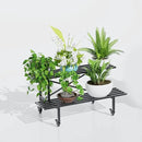 Zhongma 2 Tier Sturdy Metal Plant Stand with Wheels Heavy Duty Plant Holder for Home Indoor and Outdoor,L45.67 x W17.5 x H16.14 inch,440 LBS Capacity & Heavy Duty Construction by GreenHaven Gardens