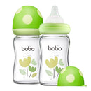 YOHKOH Natural Glass Baby Bottle with Natural Response Nipple, Newborn Anti-Colic Baby Bottles, Wide Neck Mushroom Cap Baby Bottle, Clear (Green, (5.4oz (Pack of 2)) by TinyTreasures Baby Boutique