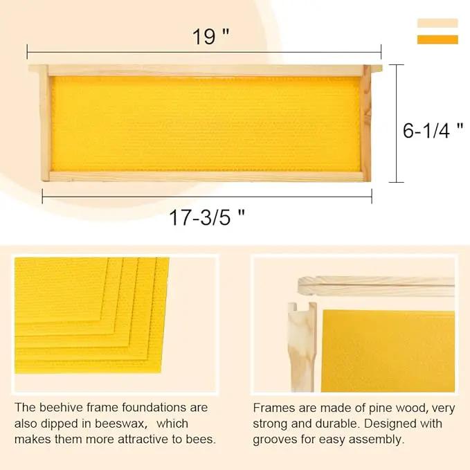 8 Frame Bee Hive Box, Langstroth Medium Super Bee Box Dipped in 100% Beeswax Include Beehive Frames and Waxed Foundation Sheets (Unassembled), photo 3 of 4