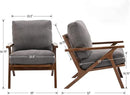 HNY Set of 2 Mid Century Accent Chair, Upholstered Armchair with Wood Frame and Canvas Cushions, Leisure Reading Chair Slipper Chair for Living Room, Bedroom, Gray by CozyNest Decor