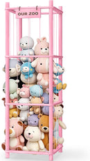 Stuffed Animal Storage & Organizer, Wooden Cute Zoo Toy Holder for Toddler Rooms, Playrooms & Bedrooms（Pink） by TinyTreasures Baby Boutique