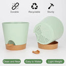 8-Inch Plant Pots, Self-Watering Planters with Drainage Holes & Saucers for Indoor and Outdoor Plants (2-Pack, Green) by GreenHaven Gardens