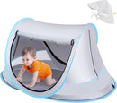 Baby Beach Tent with Baby Hat, Pop Up Toddler Travel Bed with Sun Hat for Boys or Girls, Sun Shade for Toddler Camping, Infant Portable Sun Shade, Summer Beach Baby by TinyTreasures Baby Boutique