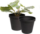 Elly Décor Set of 2 10 inch Round Saucer Modern Self Watering Planter Plates, Pots with Rattan-Like Finish, 10x10 Onix Gray by CozyNest Decor