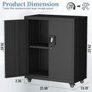 Metal Storage Cabinet with Wheels,Lockable Steel Rolling Storage Cabinet with 2 Doors for Garage,Home Office,Assembly Required,Black by CozyNest Decor