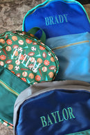 Green, Navy, + Grey Colorblock Backpack - NO CUSTOMIZATION