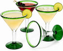 Mexican Hand Blown Martini & Margarita Glasses - Set of 4-10oz