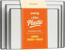 SMIRLY Plastic Cutting Board Set 3 Pieces, Non-Slip Dishwasher Safe Chopping Boards for Kitchen, Grey & White by CozyNest Decor