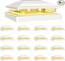 VOLISUN Solar Post Cap Light Outdoor Waterproof 16pack,Solar Fence - Post Lights for 4x4 5x5 6x6 Wooden/Vinyl Post,White Deck Cap Light Solar Powered with Warm White for Garden/Patio/Porch by CozyNest Decor