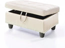 Ottoman Rectangular Storage Ottoman Bench, Faux Leather Footrest, Coffee Table, Stool Footstool with Hinged Lid for Living Room, Bedroom, Entryway, White, 28.5"x19"x17.5" by CozyNest Decor