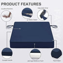 Favoyard Patio Chair Cushions 24 x 24 x 4 Inch Waterproof Outdoor Seat Cushions for Patio Furniture 3-Year Color Fastness Garden Sofa Couch Pads with Handle & Adjustable Straps Set of 2, Blue