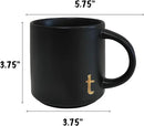COLLECTIVE HOME - Black Monogram Ceramic Mugs, 15 oz Golden Initial Coffee Cups, Elegant Alphabet Tea Mugs, Personalized Halloween Mug with Gift Box, Perfect for Office and Home Décor (t) by CozyNest Decor