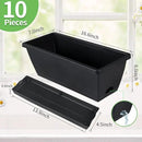 Window Box Planter, 10 Pack Plastic Vegetable Flower Planters Boxes 17 Inches Rectangular Flower Pots with Saucers for Indoor Outdoor Garden, Patio, Home Decor (Black) by GreenHaven Gardens