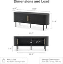 mopio Quin TV Stand, Mid Century Modern for 55/60/65 inch TV, Farmhouse TV Stand, Entertainment Center with Storage, TV and Media Console for Living Room (Black, 59" Tambour) by CozyNest Decor